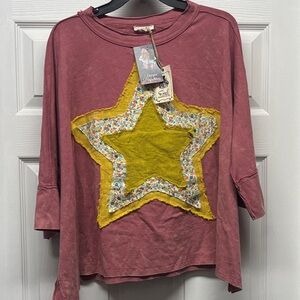 Easel Mauve Top with Yellow Star Patch Small New
